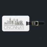 Cincinnati, Ohio Stylized Skyline Bagagelabel<br><div class="desc">Een uniek bagagelabel dat de prachtige stad Cincinnati in Ohio vertegenwoordigt. Dit label bevat een gestileerde illustratie van de unieke skyline van de stad met de naam eronder.</div>