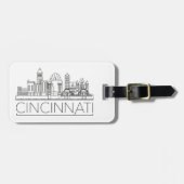 Cincinnati, Ohio Stylized Skyline Bagagelabel (Voorkant horizontaal)