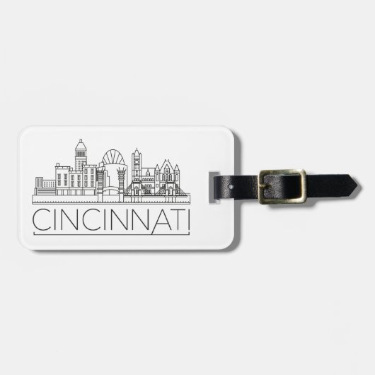 Cincinnati, Ohio Stylized Skyline Bagagelabel (Voorkant horizontaal)