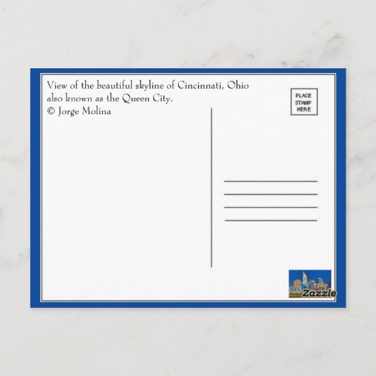 Cincinnati, Ohio, The Queen City Briefkaart (Achterkant)