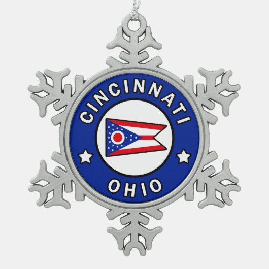 Cincinnati Ohio Tin Sneeuwvlok Ornament (Voorkant)
