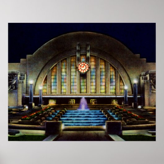 Cincinnati Ohio Union Terminal at Night Poster (Voorkant)