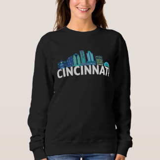 Cincinnati Ohio USA Skyline Silhouette Outline Ske Trui