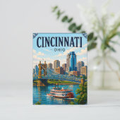 🌉 Cincinnati Ohio Vakantie Herinnering Waterfront Briefkaart (Staand voorkant)