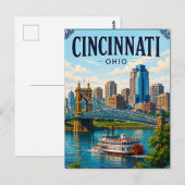 🌉 Cincinnati Ohio Vakantie Herinnering Waterfront Briefkaart (Voorkant / Achterkant)