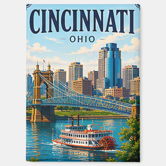 🌉 Cincinnati Ohio Vakantie Herinnering Waterfront Magneet (Voorkant)