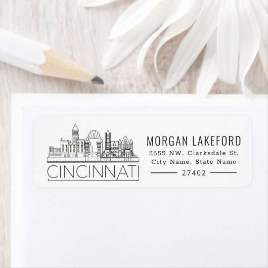 Cincinnati, Ohio | Vette gestileerde Skyline | Etiket (Insitu)