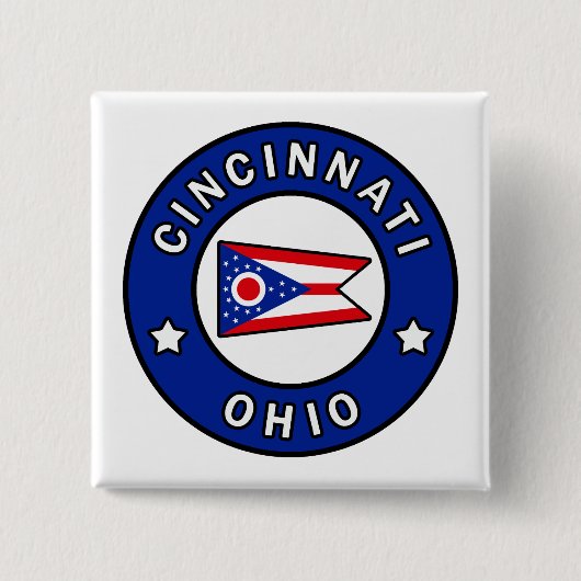 Cincinnati Ohio Vierkante Button 5,1 Cm (Voorkant)