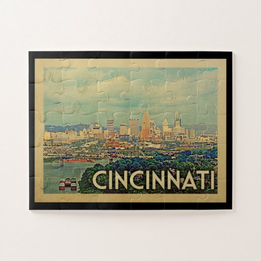 Cincinnati Ohio Vintage Travel Legpuzzel (Horizontaal)