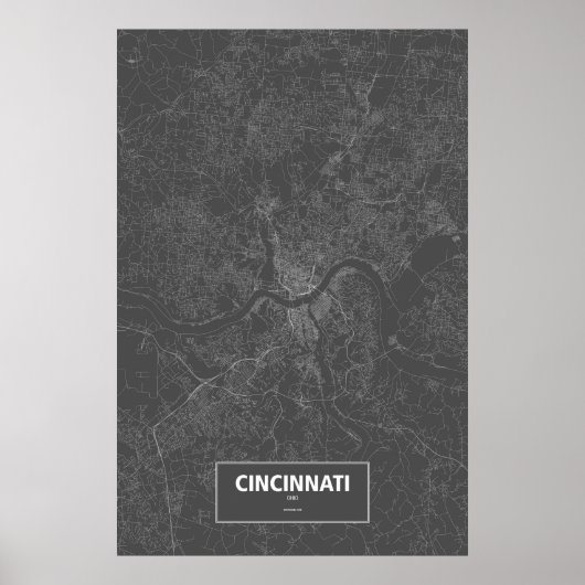 Cincinnati, Ohio (zwart wit) Poster (Voorkant)