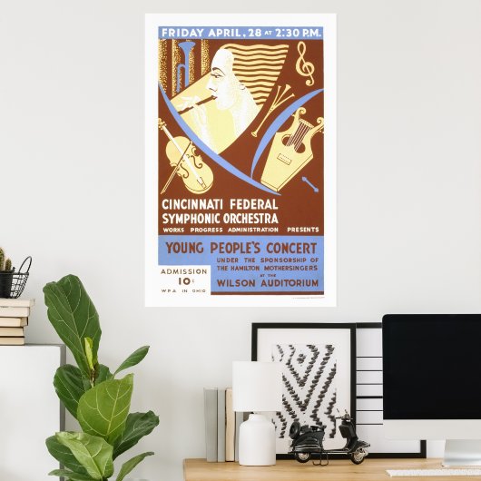 Cincinnati Orchestra 1939 WPA Poster (Thuiskantoor)