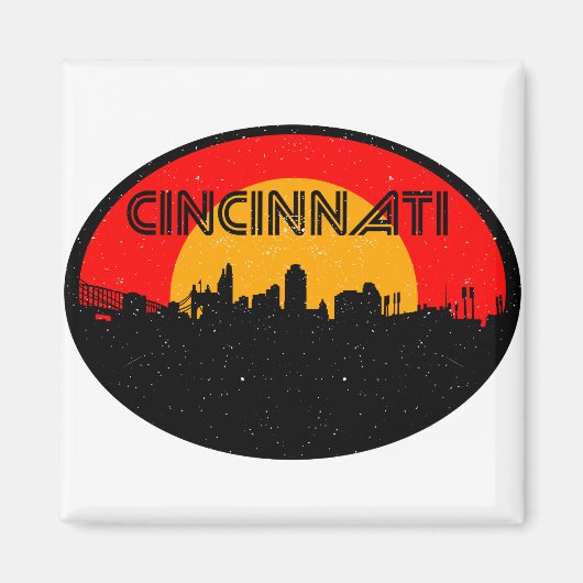 Cincinnati Red Black Oval City Magneet (Voorkant)