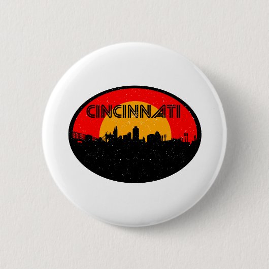 Cincinnati Red Black Oval City Ronde Button 5,7 Cm (Voorkant)