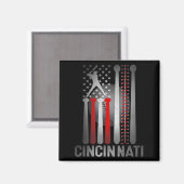 Cincinnati Retro Baseball Lover Amerikaanse vlag o Magneet (Voorkant / Achterkant)
