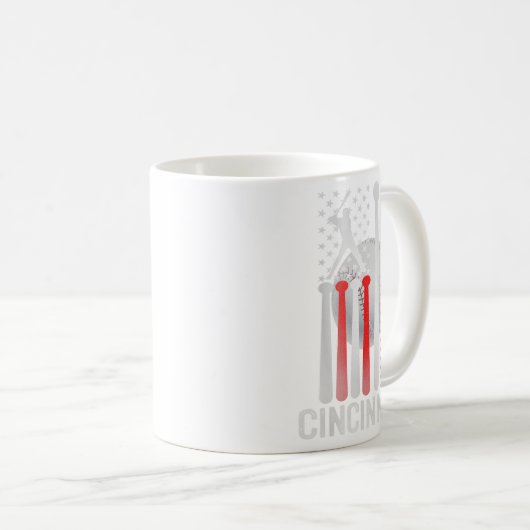 Cincinnati Retro Baseball Lover Us Flag Met At Gam Koffiemok (Voorkant rechts)