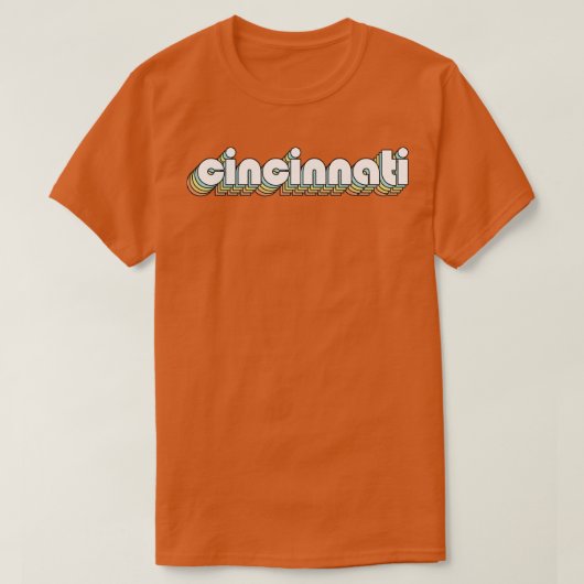 Cincinnati Retro Rainbow Typography Vervaagde stij T-shirt (Design voorkant)