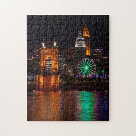 Cincinnati Roebling Bridge Nightscape Legpuzzel (Verticaal)