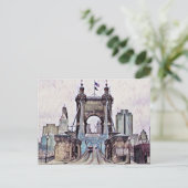 Cincinnati Roebling Suspension Bridge Waterverf Briefkaart (Staand voorkant)