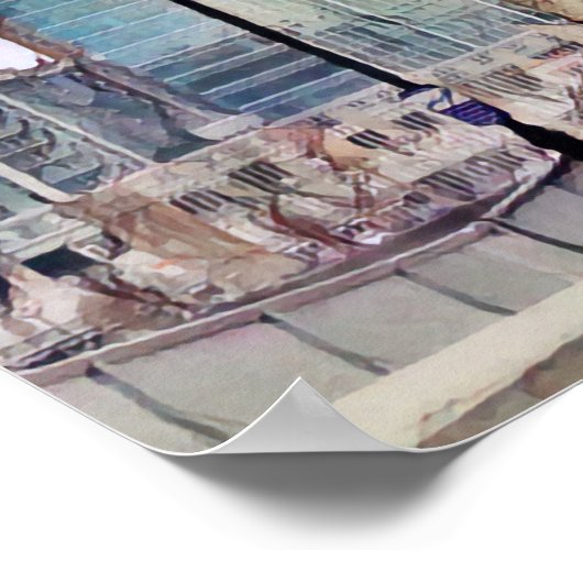 Cincinnati Roebling Suspension Bridge Waterverf Poster (Hoek)