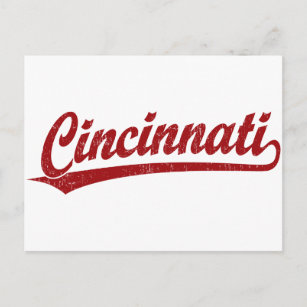 Cincinnati script logo in rood briefkaart