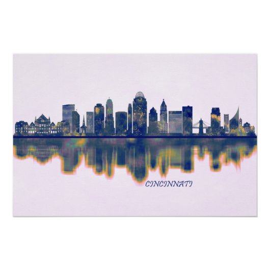 Cincinnati Silhouet Perfect Poster (Voorkant)