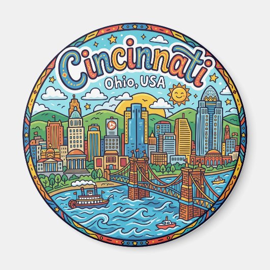 Cincinnati Silhouette, Ohio, Verenigde Staten Ohio Magneet (Voorkant)