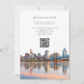 Cincinnati Silhouette Waterverf QR Code Trouwkaart Kaart (Achterkant)