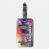 Cincinnati Skyline Abstracte kunst Bagagelabel (Achterkant verticaal)