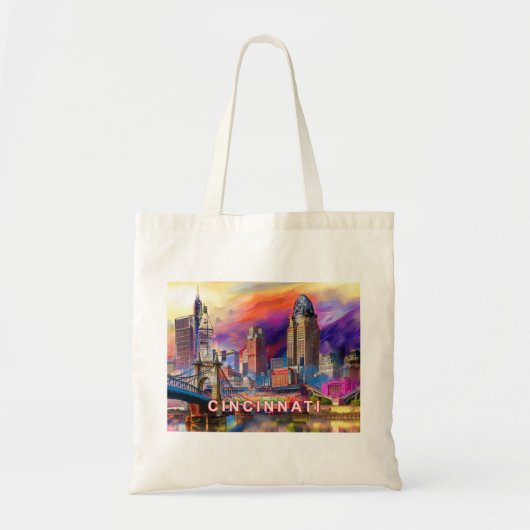 Cincinnati Skyline Abstracte kunst Tote Bag (Voorkant)