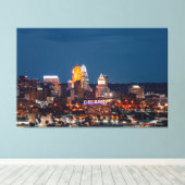 CINCINNATI SKYLINE AFDRUKTE OP GESTOPT KANVAS CANVAS AFDRUK (Insitu (Houten vloer))