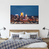 CINCINNATI SKYLINE AFDRUKTE OP GESTOPT KANVAS CANVAS AFDRUK (Insitu (Slaapkamer))