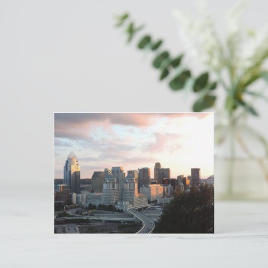 Cincinnati skyline bij zonsondergang briefkaart (Staand voorkant)