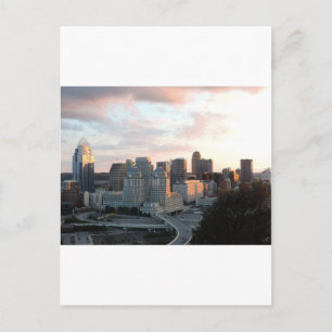 Cincinnati skyline bij zonsondergang briefkaart