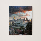 Cincinnati skyline bij zonsondergang legpuzzel (Verticaal)