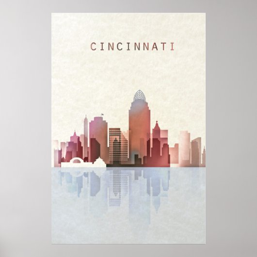 Cincinnati Skyline, Cincinnati Poster, Ohio Art Poster (Voorkant)