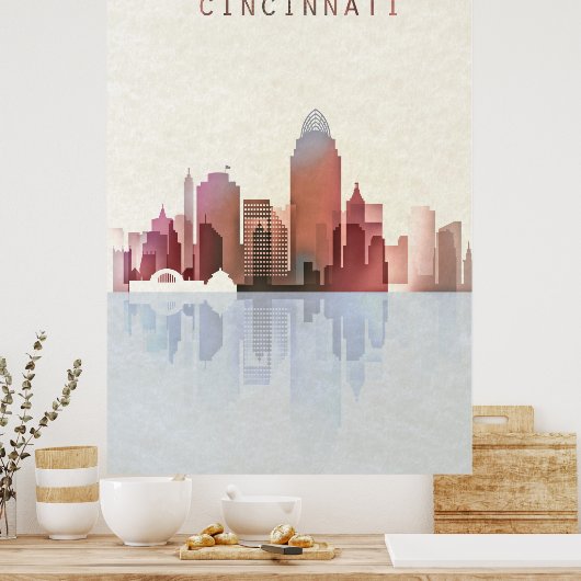 Cincinnati Skyline, Cincinnati Poster, Ohio Art Poster (Keuken)