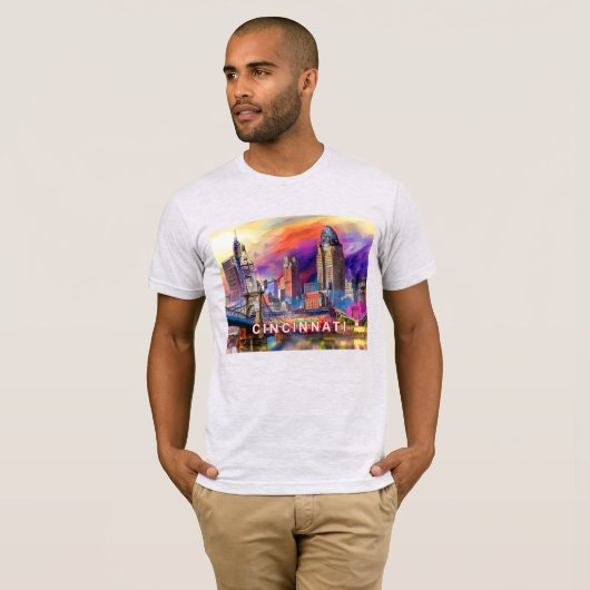 Cincinnati Skyline Graffiti Art T-shirt (Voorkant volledig)