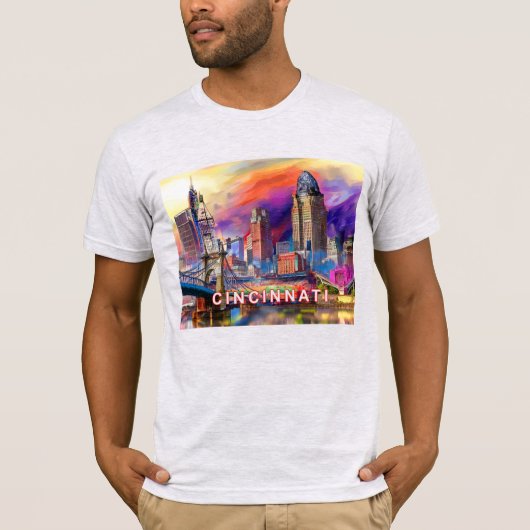 Cincinnati Skyline Graffiti Art T-shirt (Voorkant)
