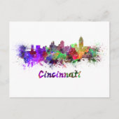 Cincinnati skyline in watercolor briefkaart (Voorkant)