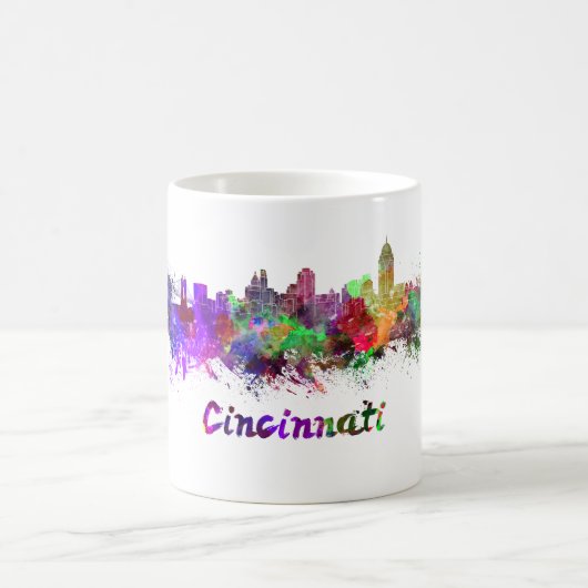Cincinnati skyline in watercolor koffiemok (Center)