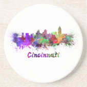 Cincinnati skyline in watercolor zandsteen onderzetter (Voorkant)