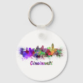 Cincinnati skyline in waterverf sleutelhanger (Voorkant)