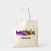 Cincinnati skyline in waterverf tote bag (Voorkant)