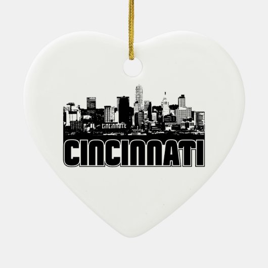 Cincinnati Skyline Keramisch Ornament (Achterkant)