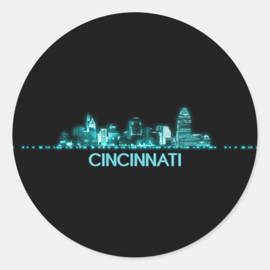 Cincinnati Skyline Ronde Sticker (Voorkant)