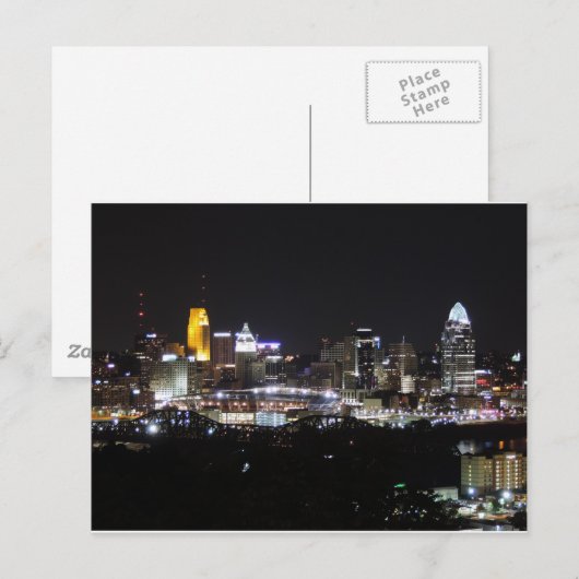 Cincinnati skyline 's nachts briefkaart (Voorkant / Achterkant)