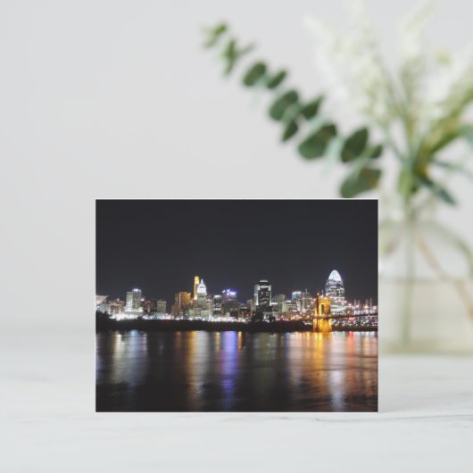 Cincinnati skyline 's nachts briefkaart (Staand voorkant)