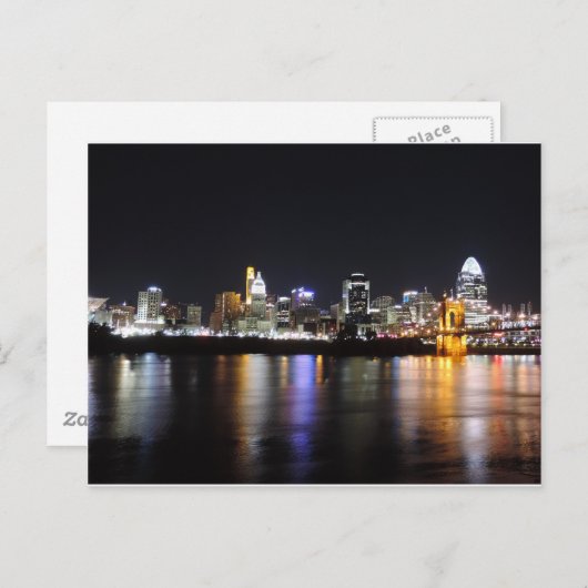 Cincinnati skyline 's nachts briefkaart (Voorkant / Achterkant)