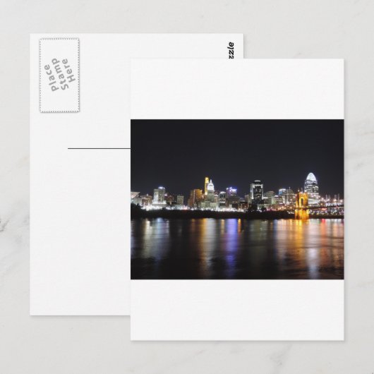 Cincinnati skyline 's nachts briefkaart (Voorkant / Achterkant)