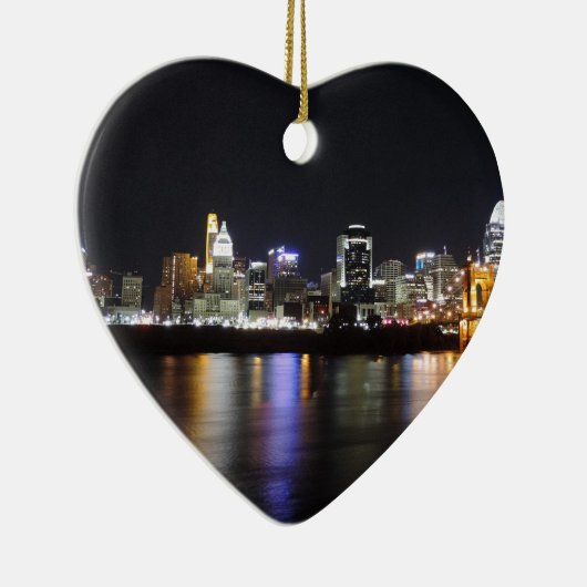 Cincinnati skyline 's nachts keramisch ornament (Rechts)